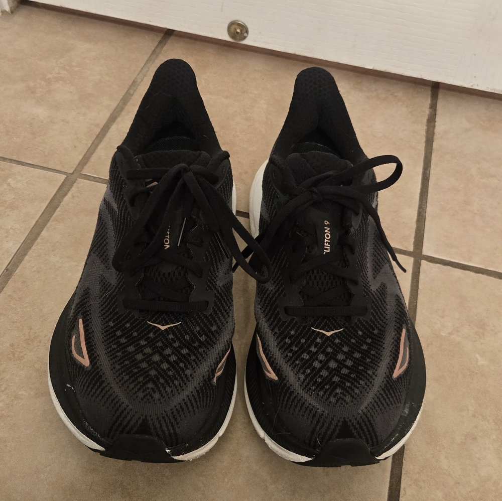 Hoka Women's Black/Rose Gold Athletic Shoes